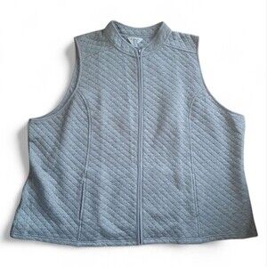 Liz Claiborne Quilted Vest Light Grey Heather 4X Weekend Woman